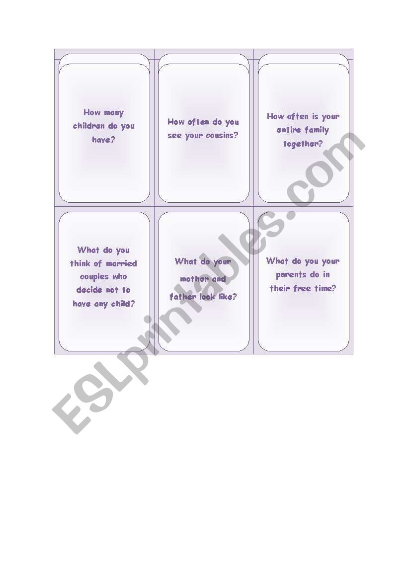 Family 2 worksheet