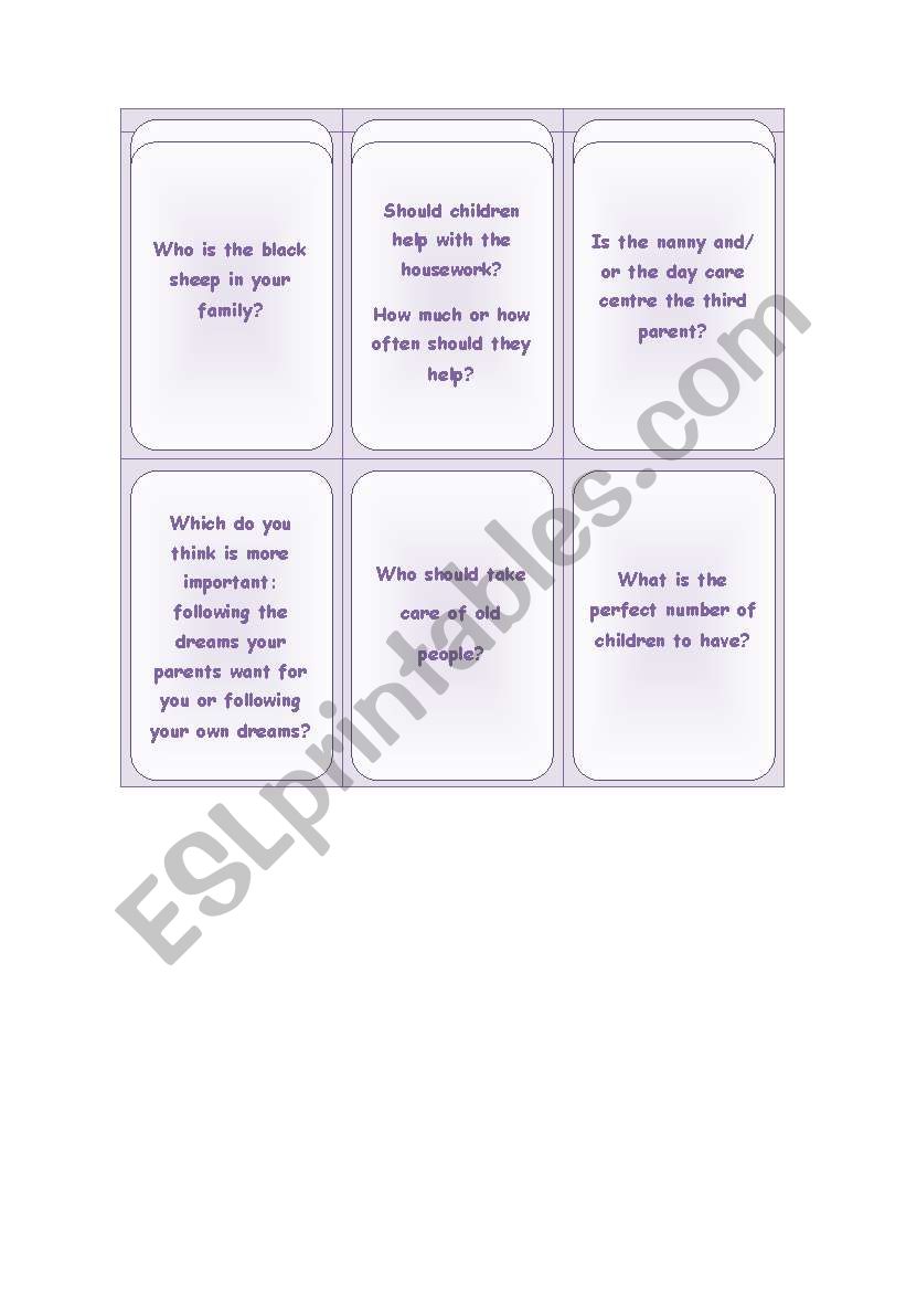 Family worksheet