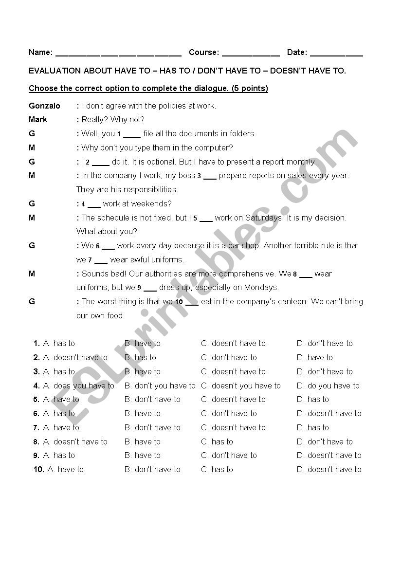 RULES AT WORK worksheet