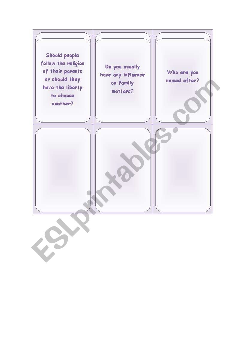 Family worksheet