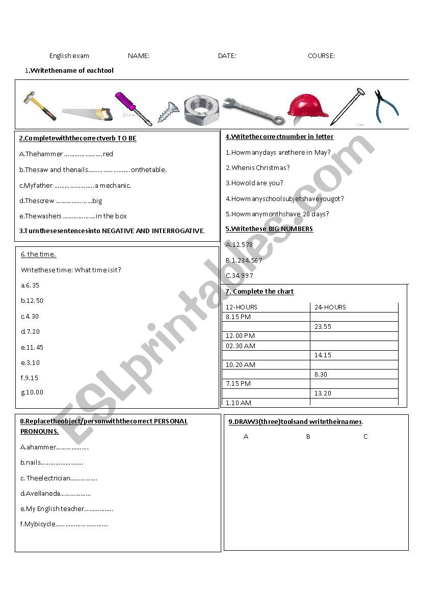 TECHNICAL ENGLISH EXAM worksheet