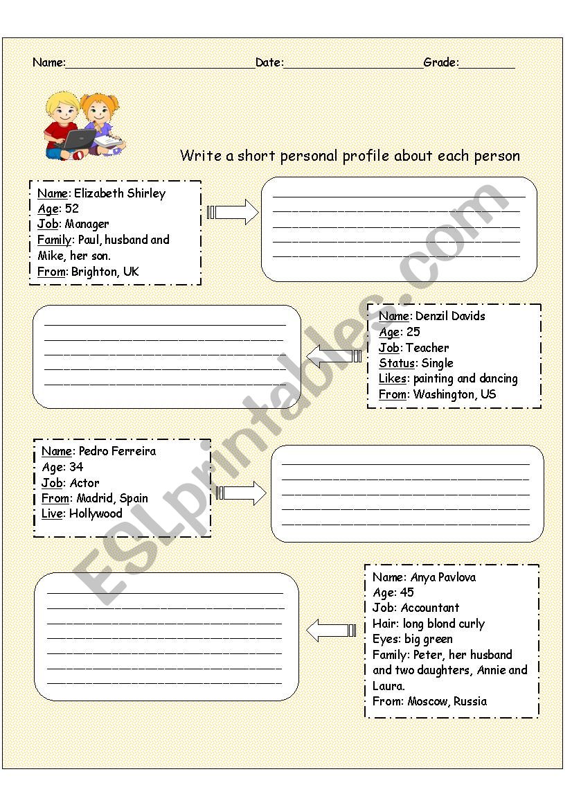 Descriptions worksheet