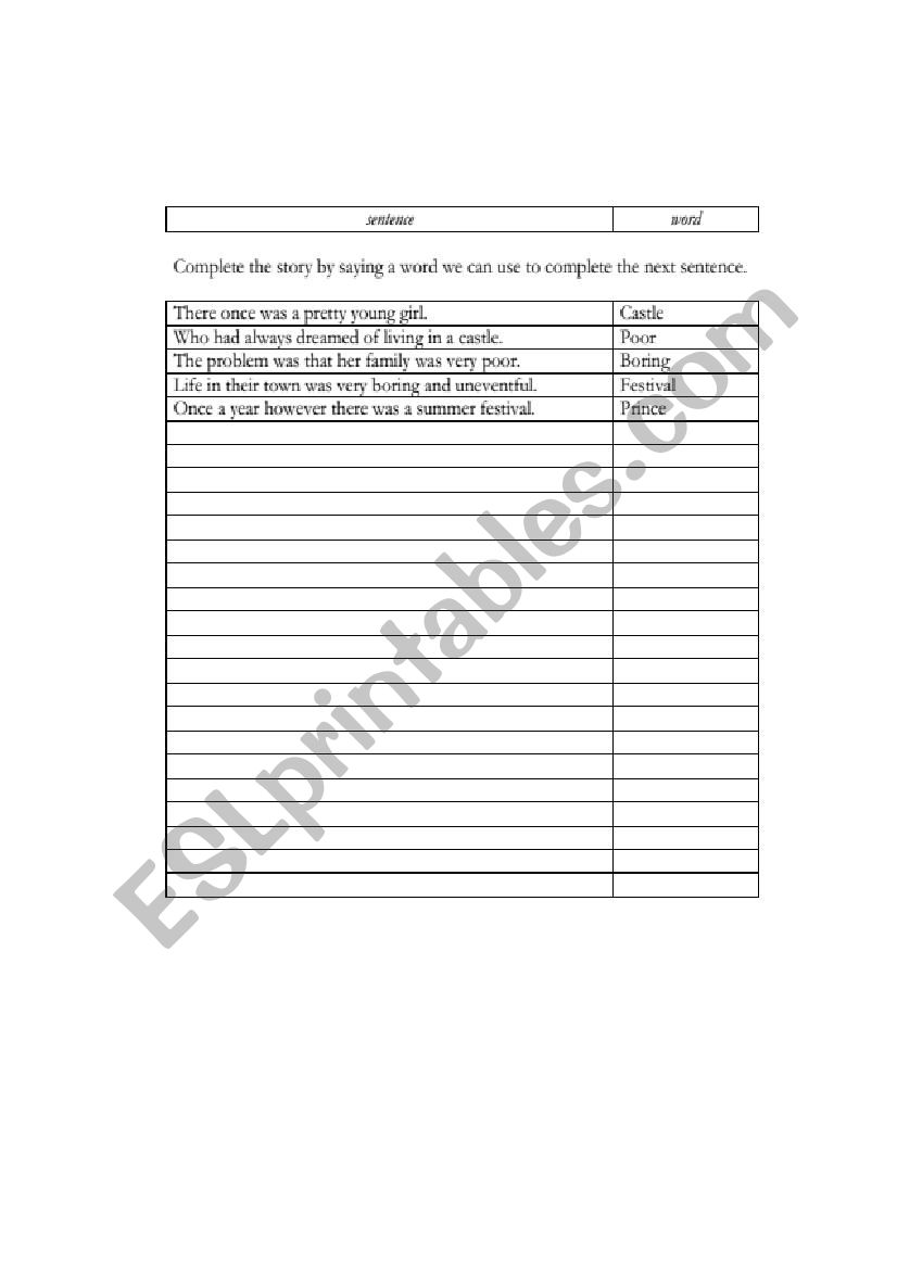 story  worksheet