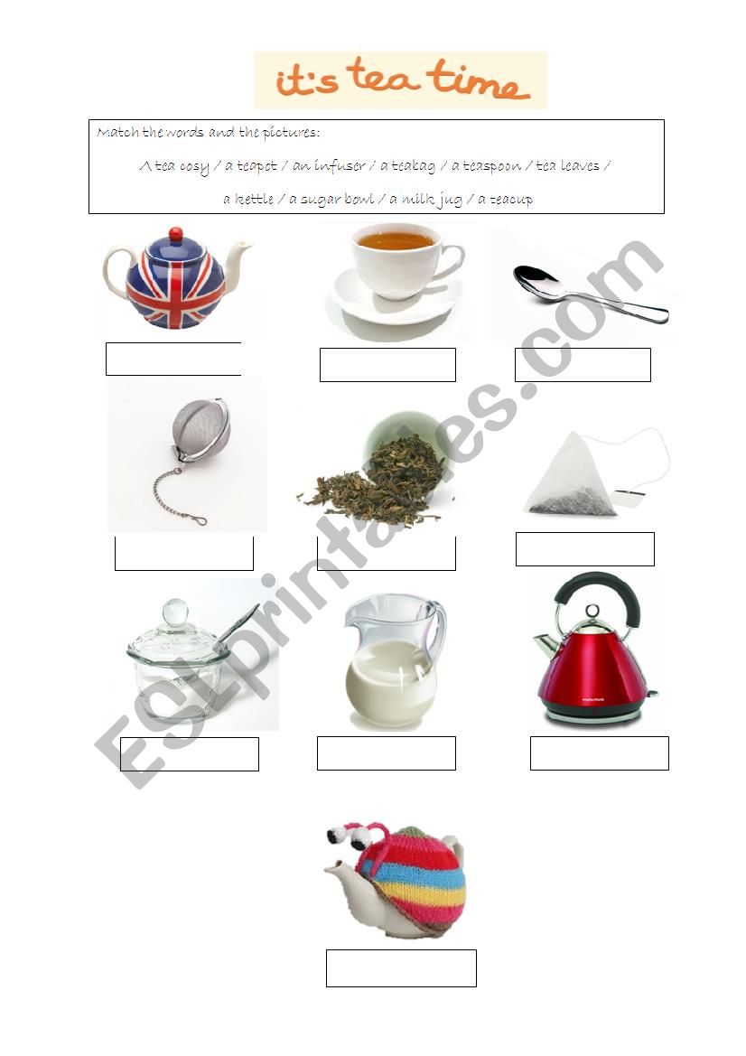 Tea vocabulary worksheet