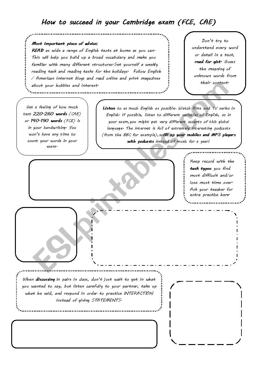 How to succeed in your Cambridge Exam FCE / CAE