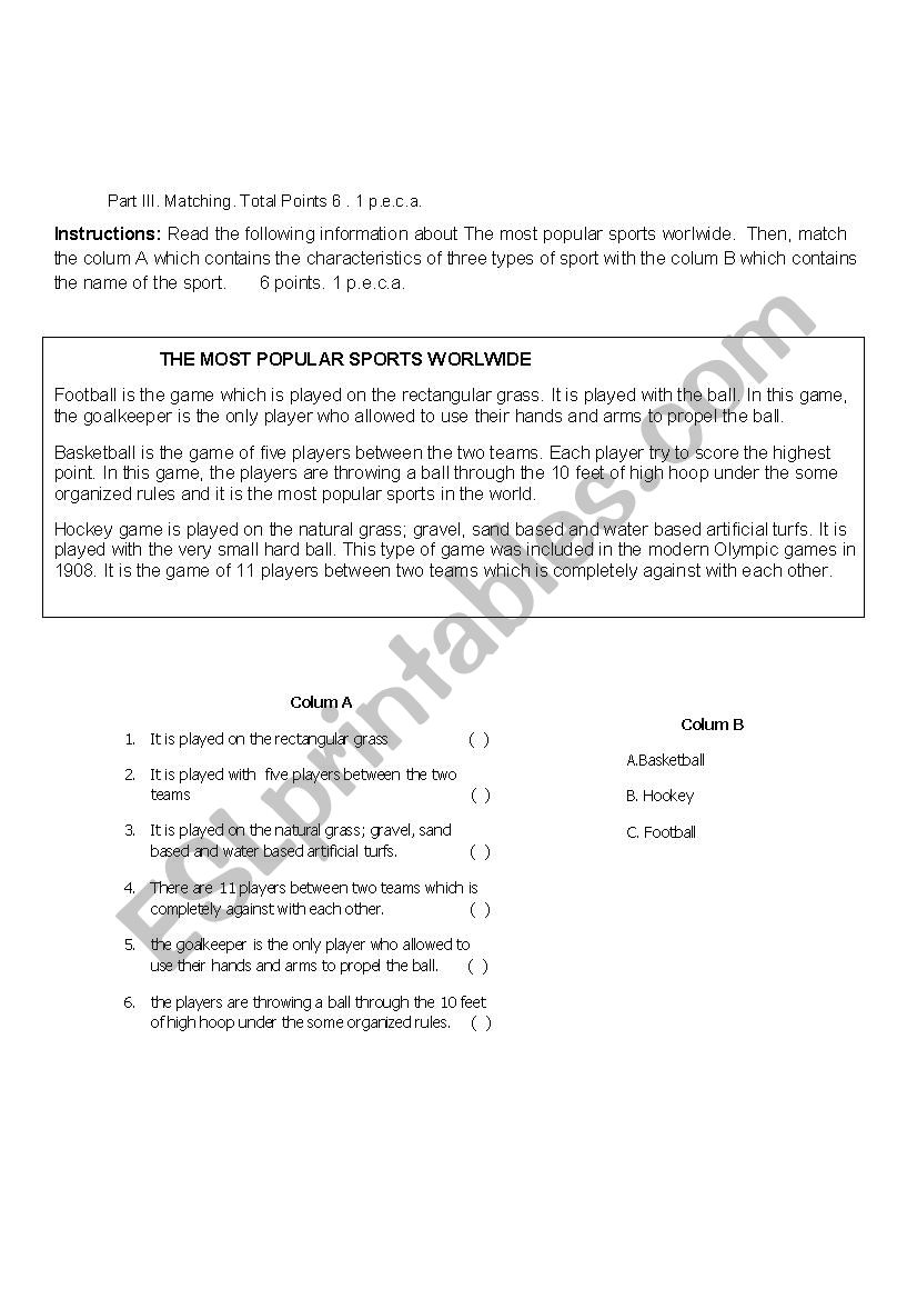 identification worksheet