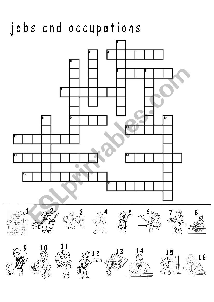 jobs and occupations crossword
