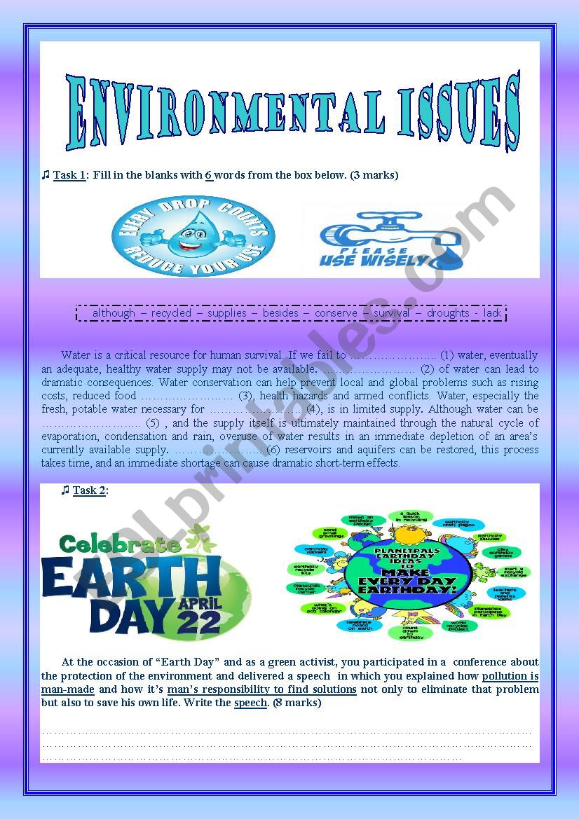 Environmental issues worksheet