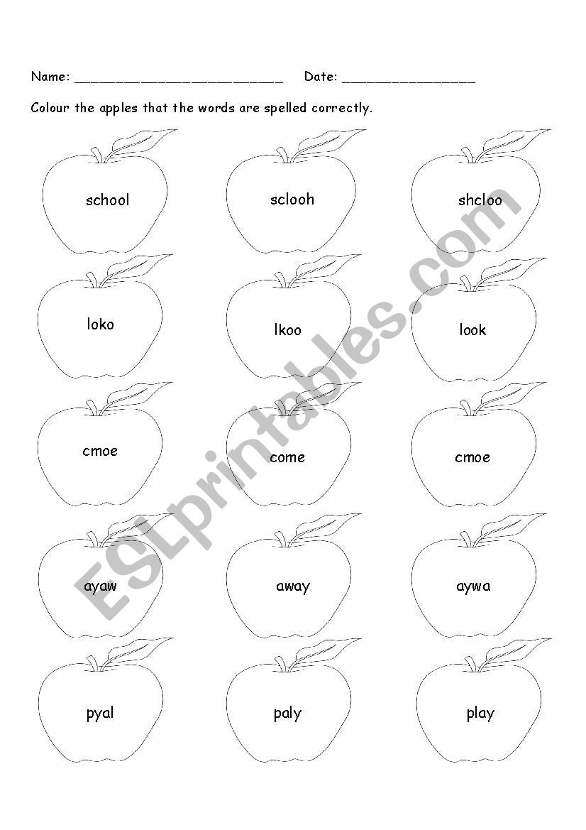 Spelling worksheet