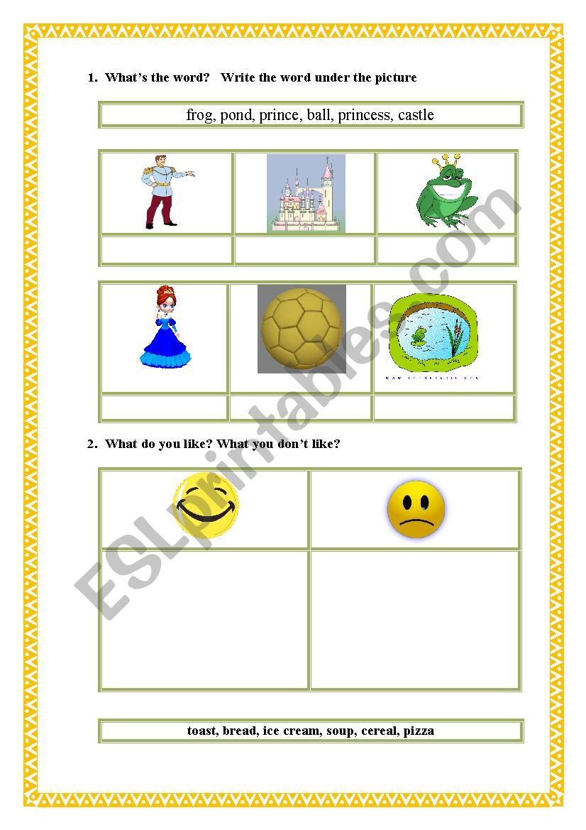 Frog Prince worksheet