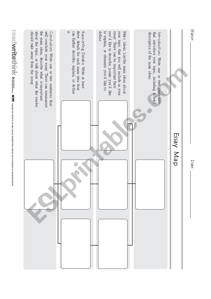 Sample Essay Mind Map worksheet