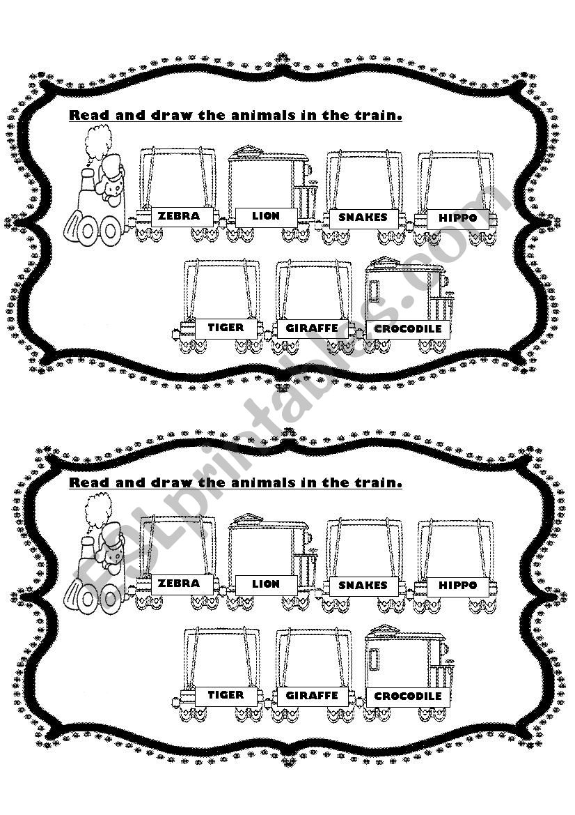 Read and draw animails worksheet