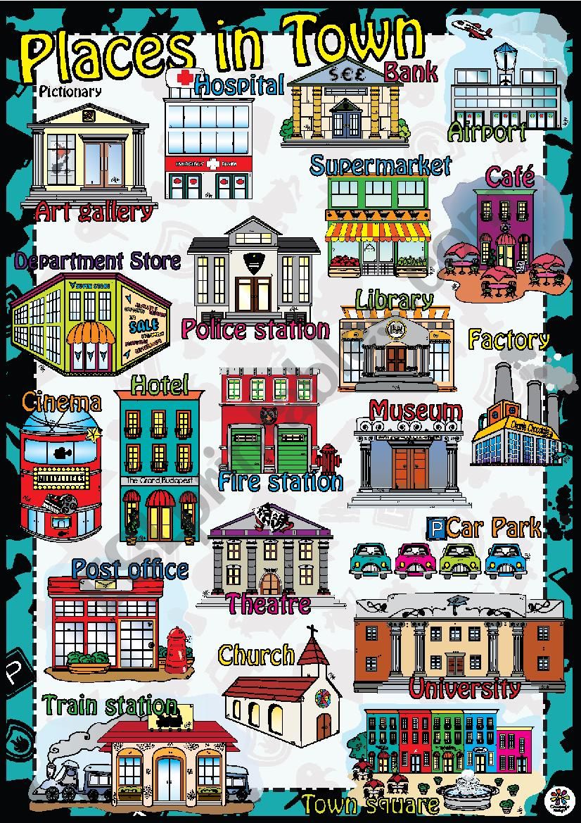 PLACES in Town POSTER worksheet