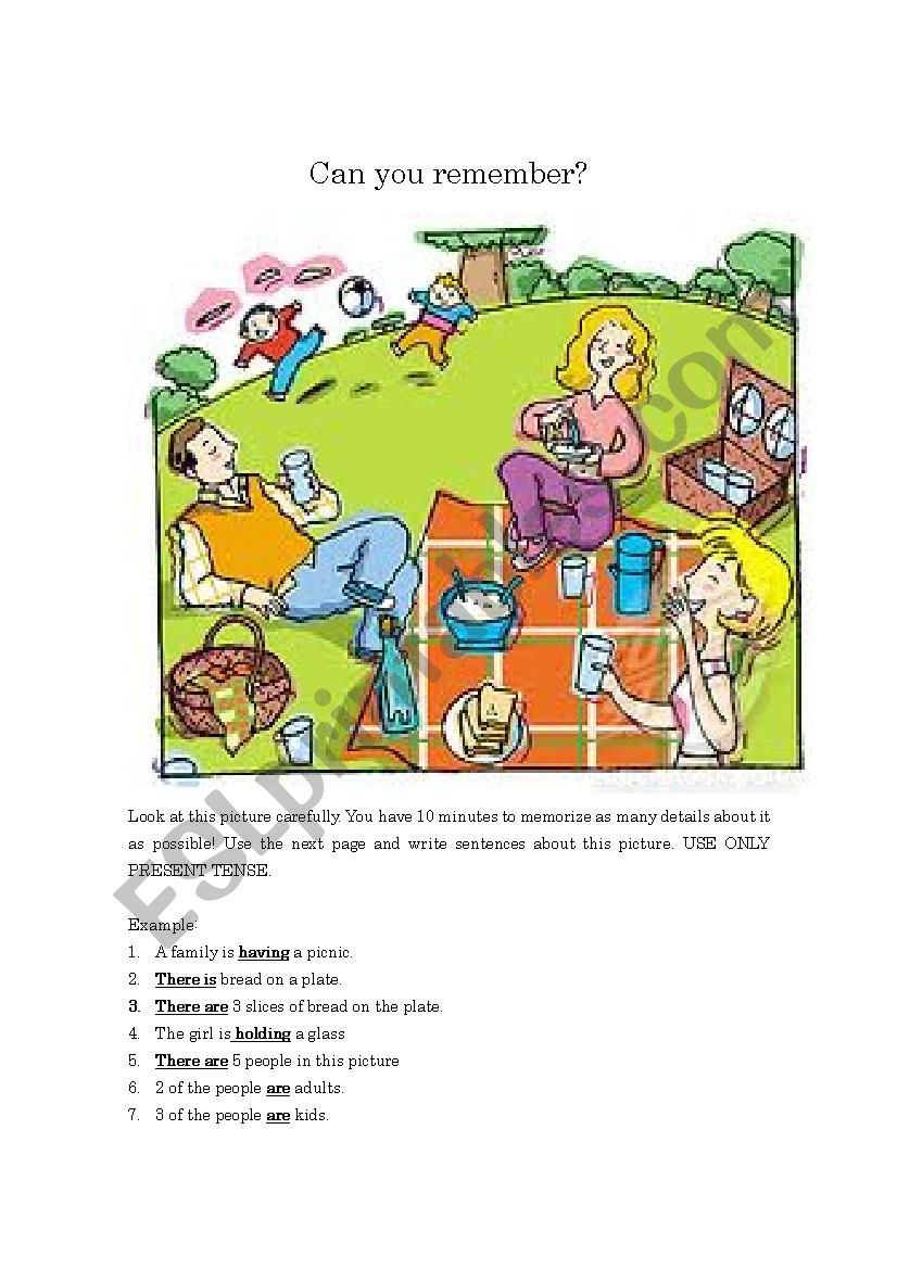 Memory game worksheet