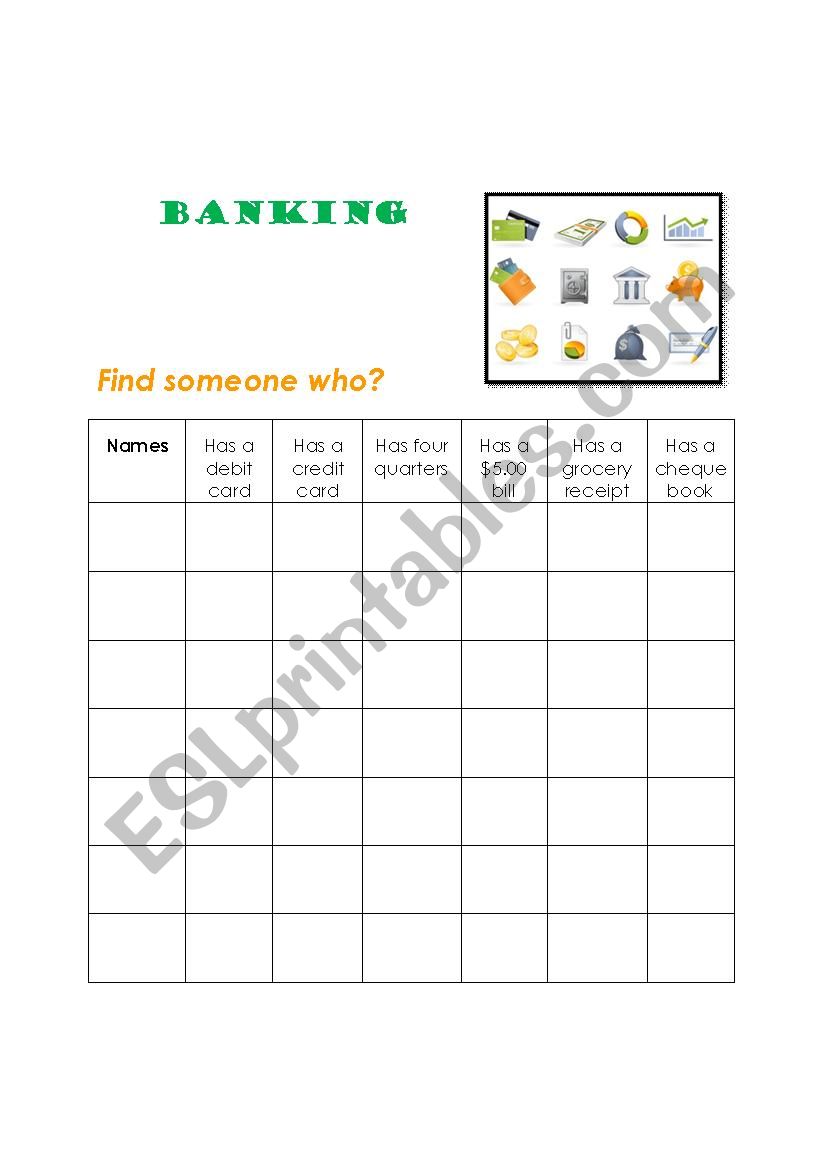 Banking worksheet