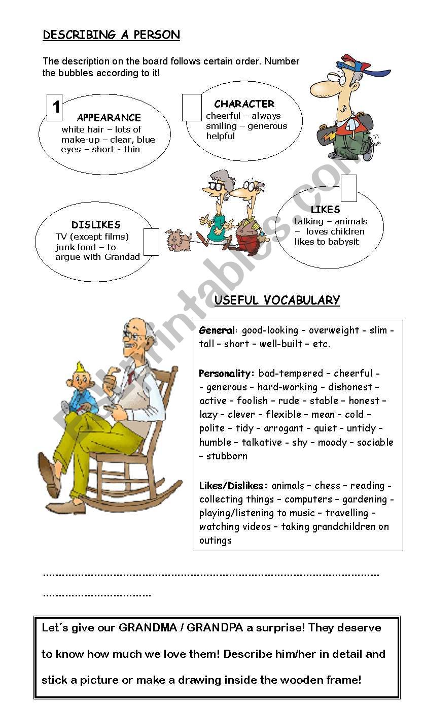 Describing people worksheet