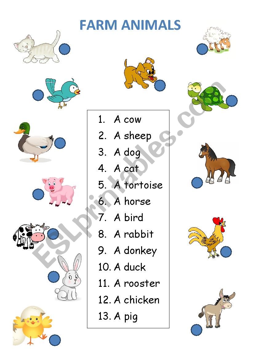 Farm animals worksheet