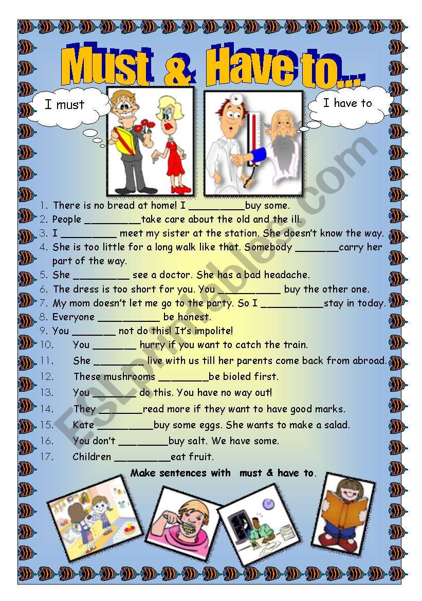 Must   &   Have to worksheet