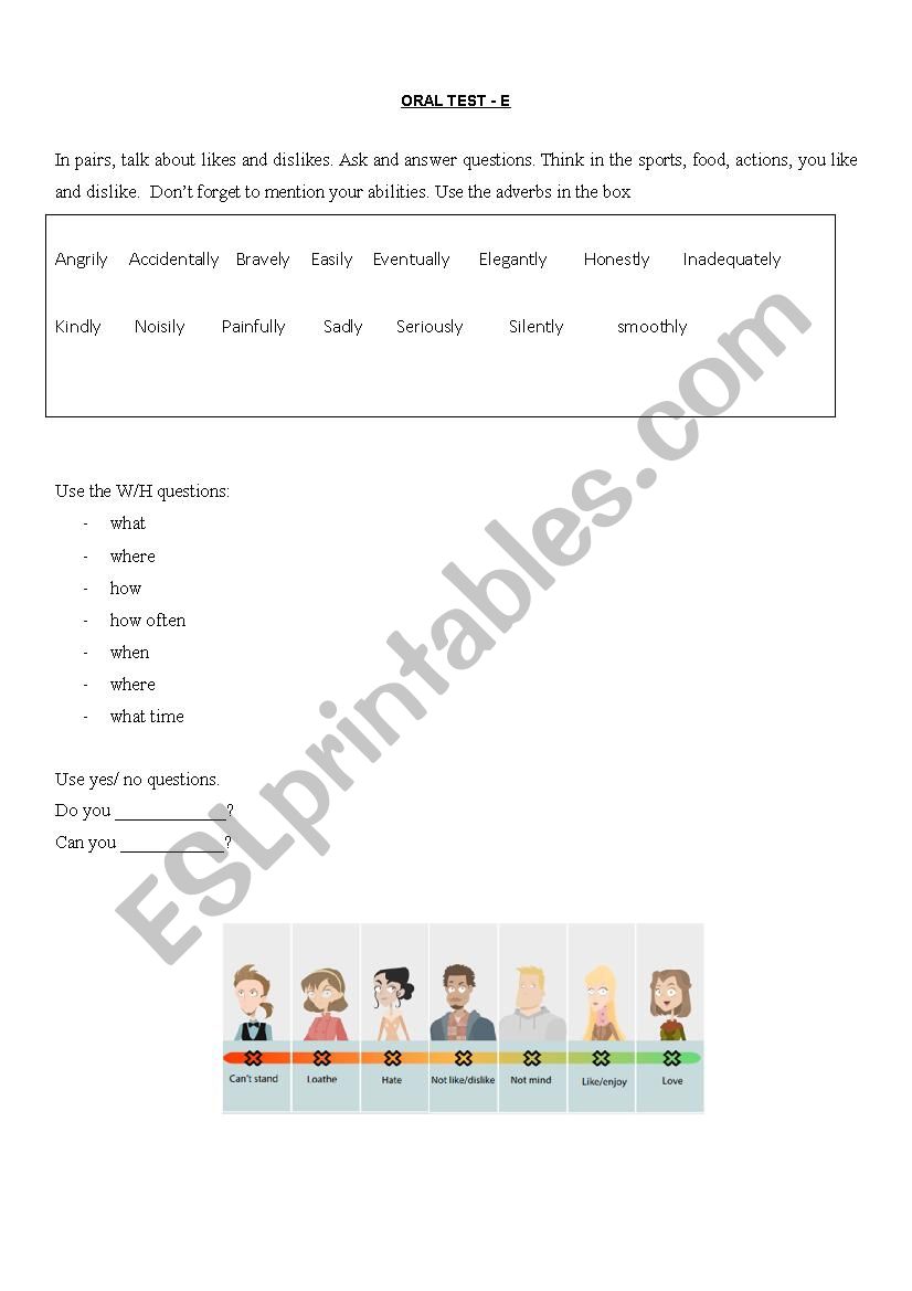 Oral Activities - part 2 worksheet