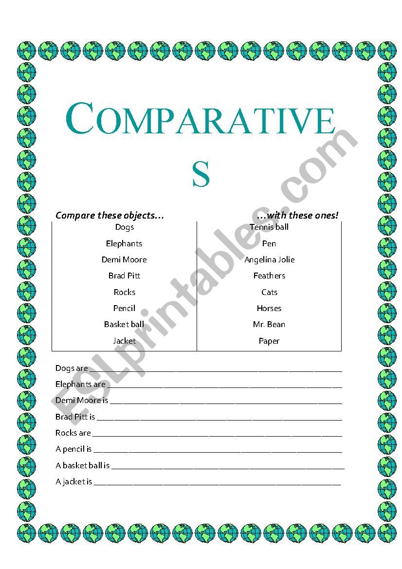 Comparatives worksheet