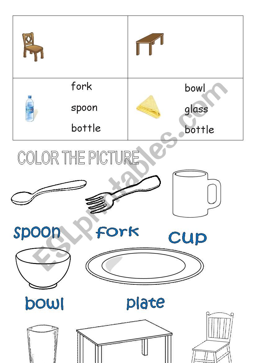 Things In The Dining Room Esl Worksheet By Andang