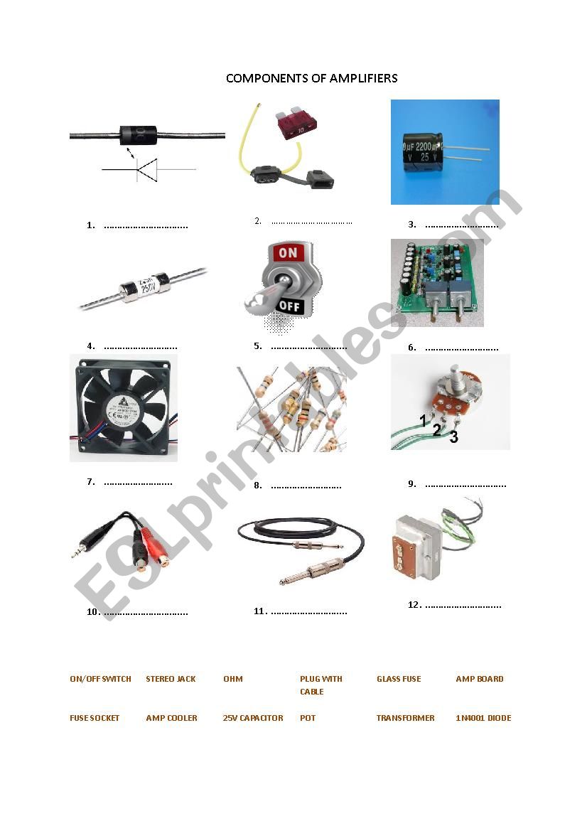 components of amplifier worksheet