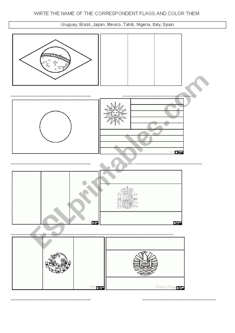 Countries worksheet