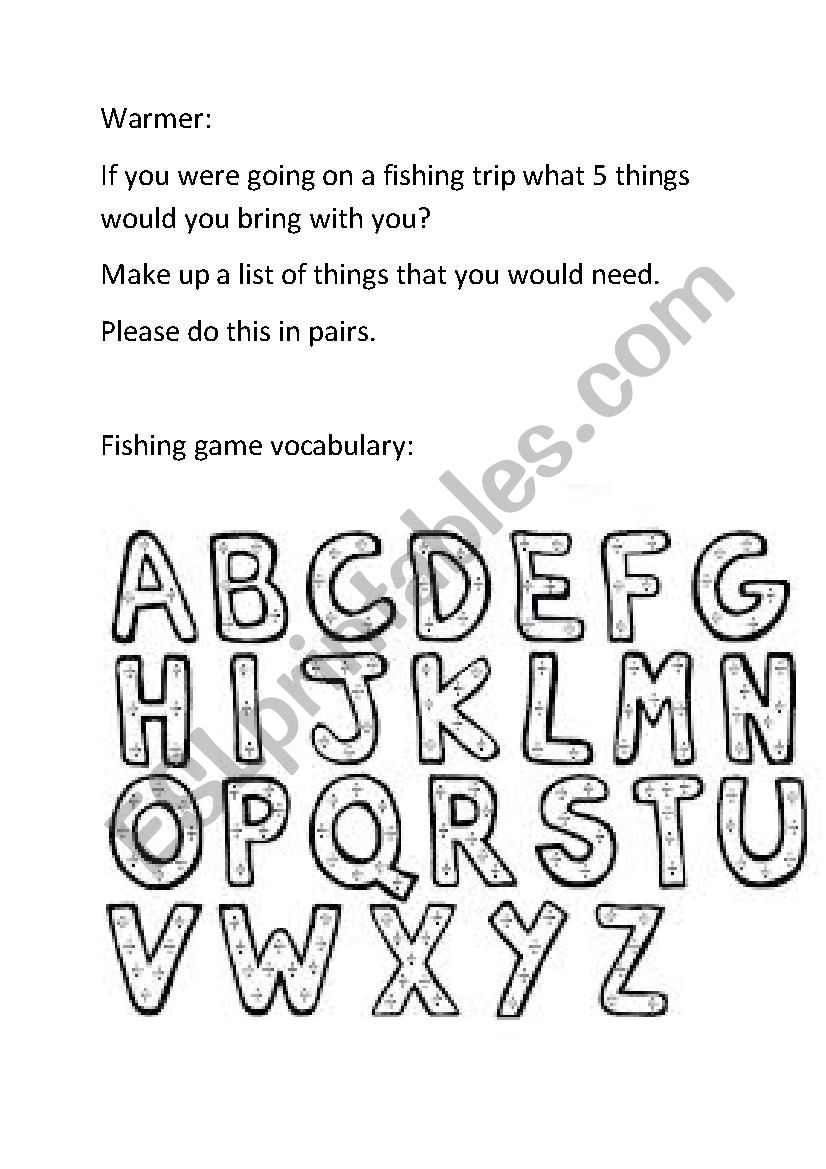 Fishing  worksheet