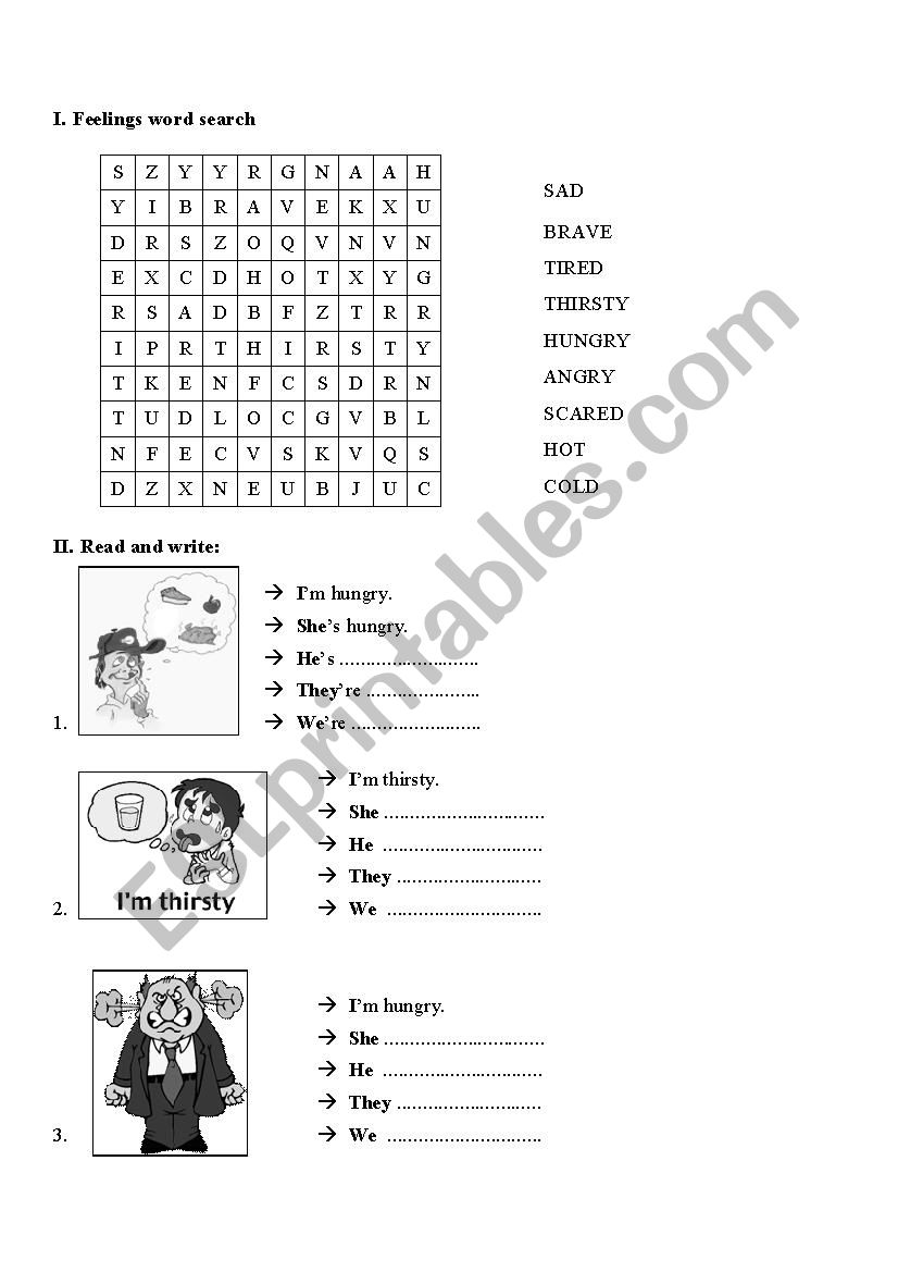 Feelings exercise worksheet