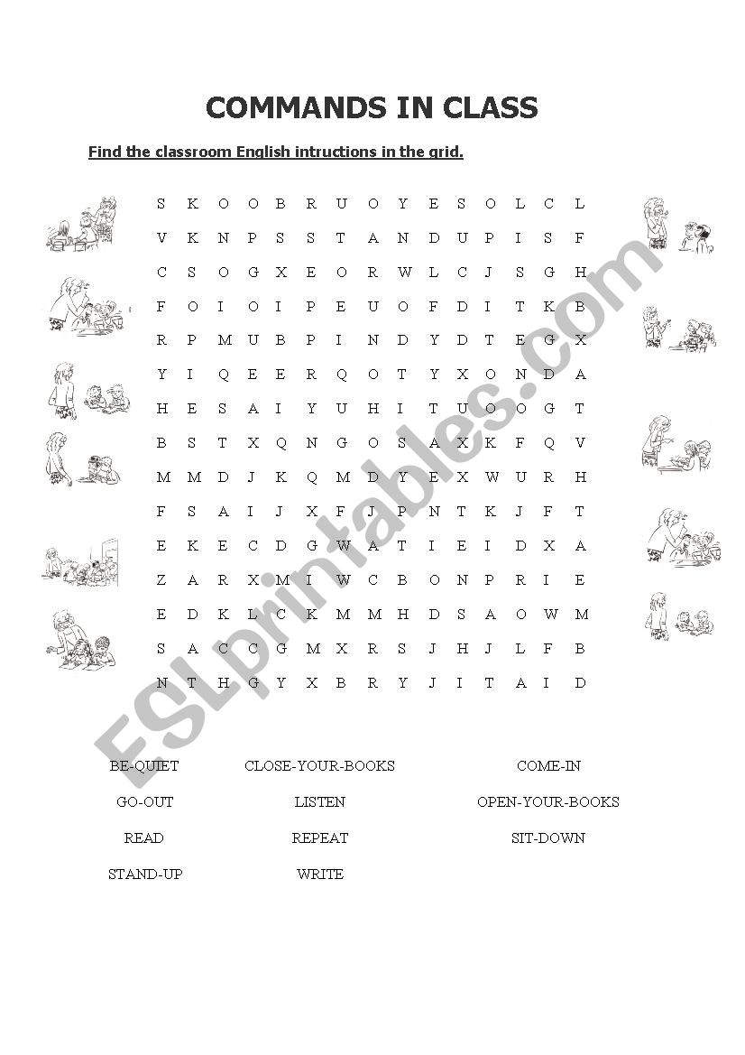 CLASSROOM ENGLISH WORDSEARCH worksheet