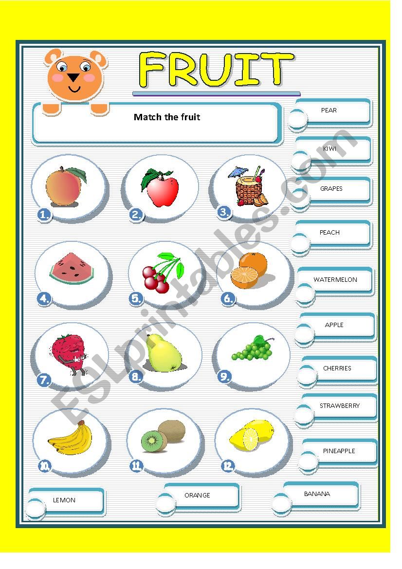 FRUIT worksheet