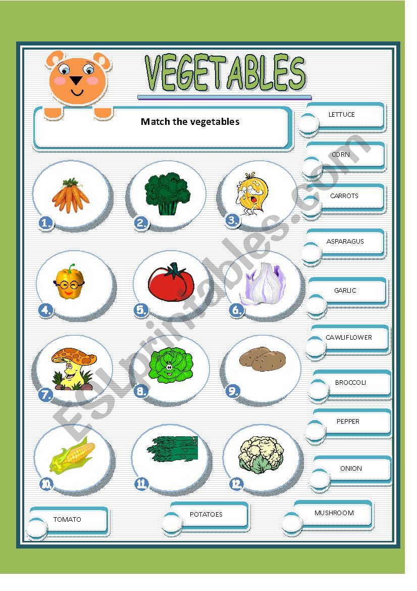 VEGETABLES worksheet