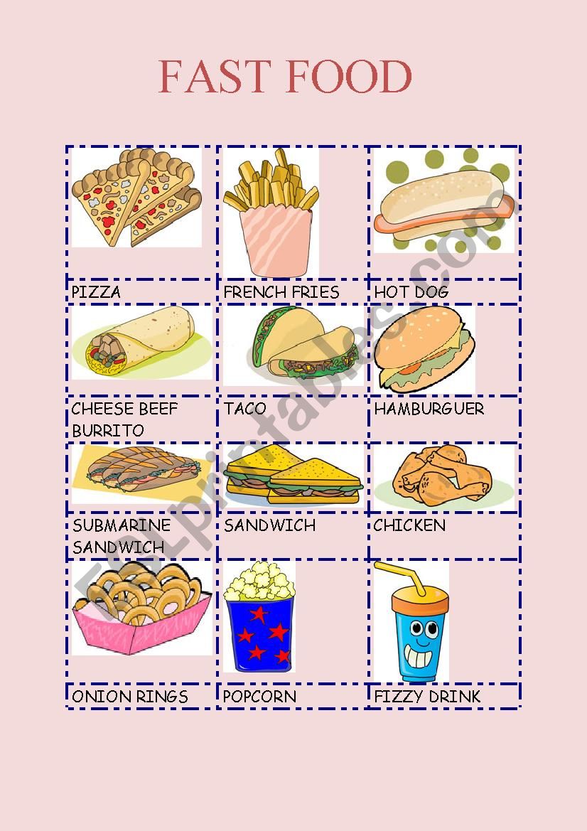 FAST FOOD worksheet