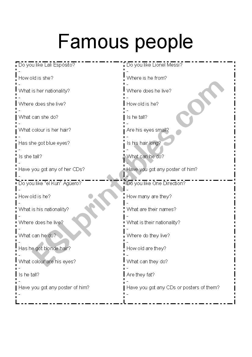 Famous people  worksheet
