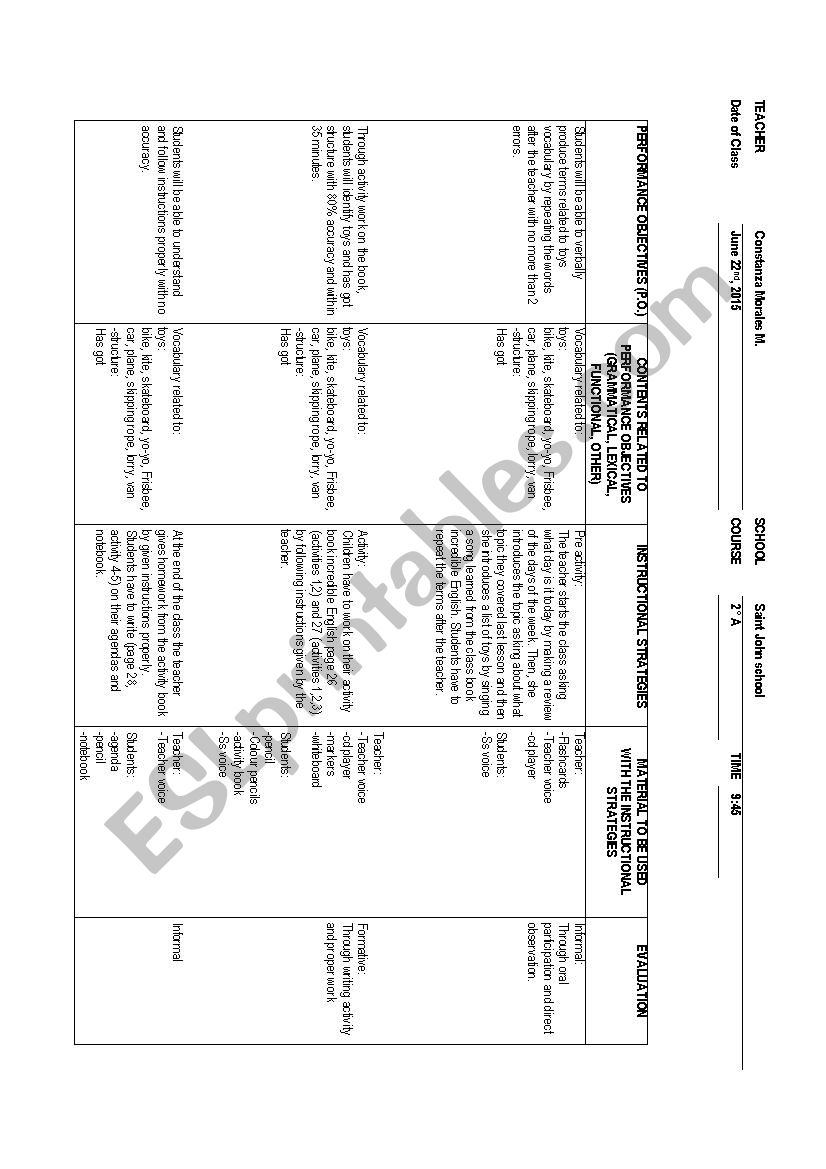 lesson plan worksheet