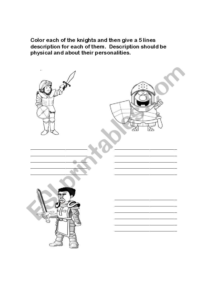 Describe the knights (writting exercise)
