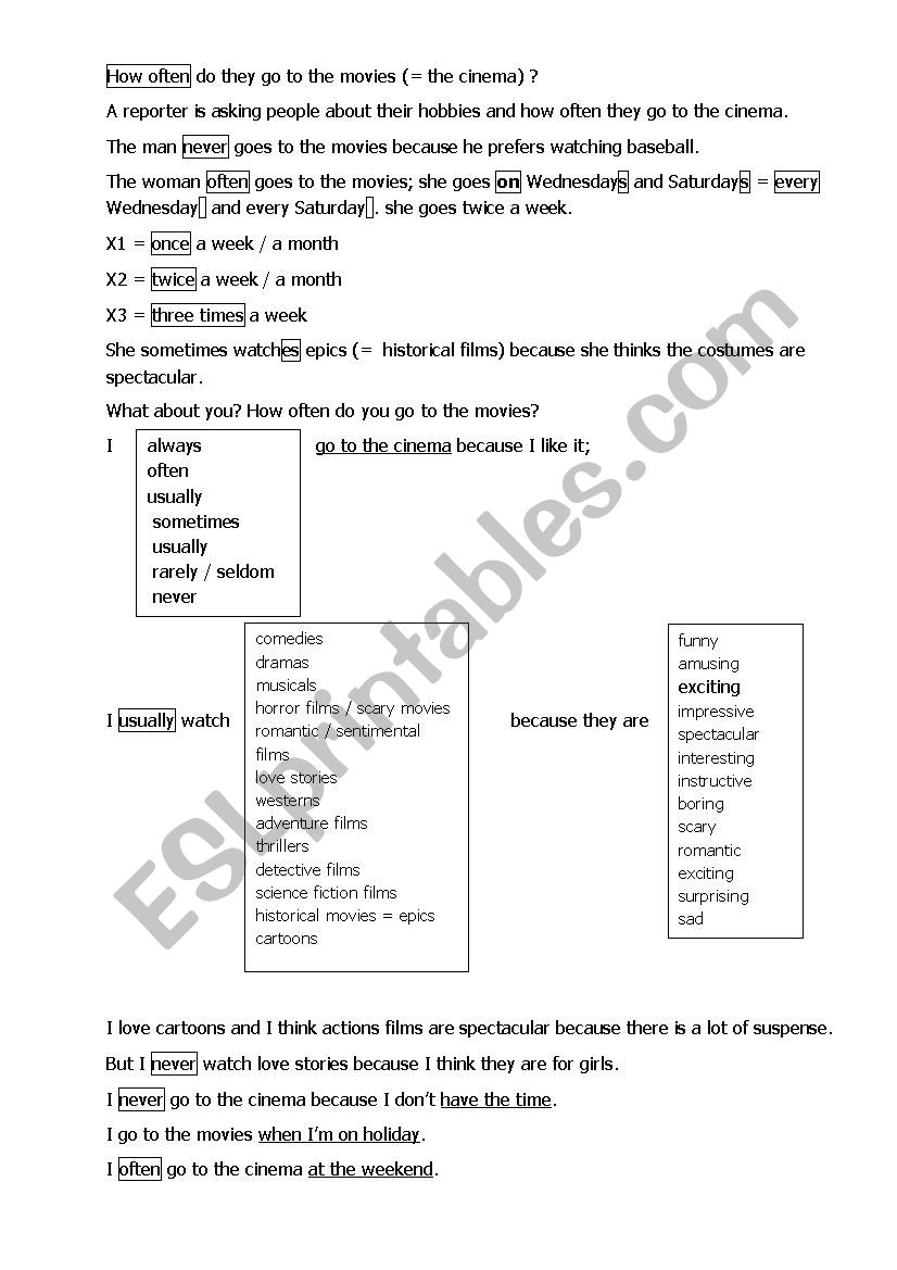 Talking about habits worksheet