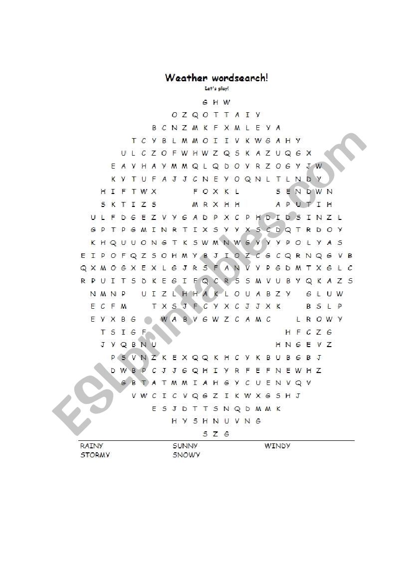 Giant weather wordsearch! worksheet