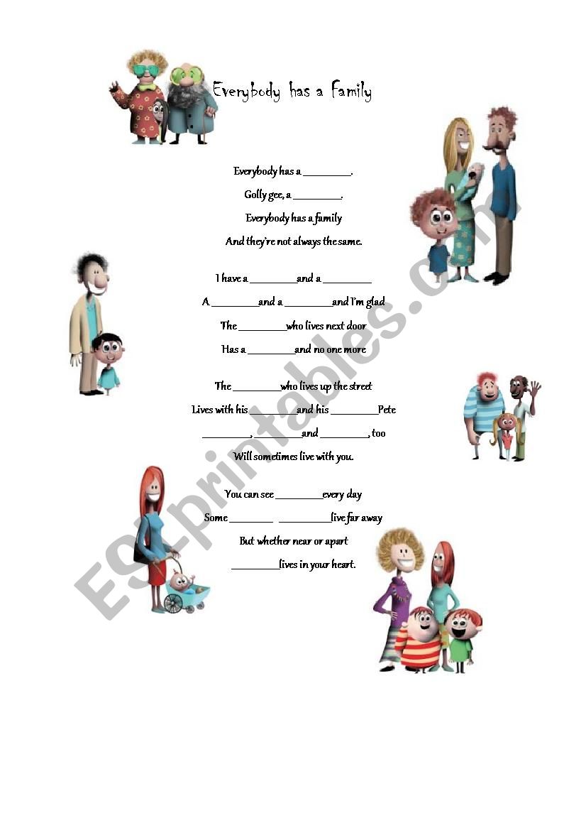 the family song worksheet