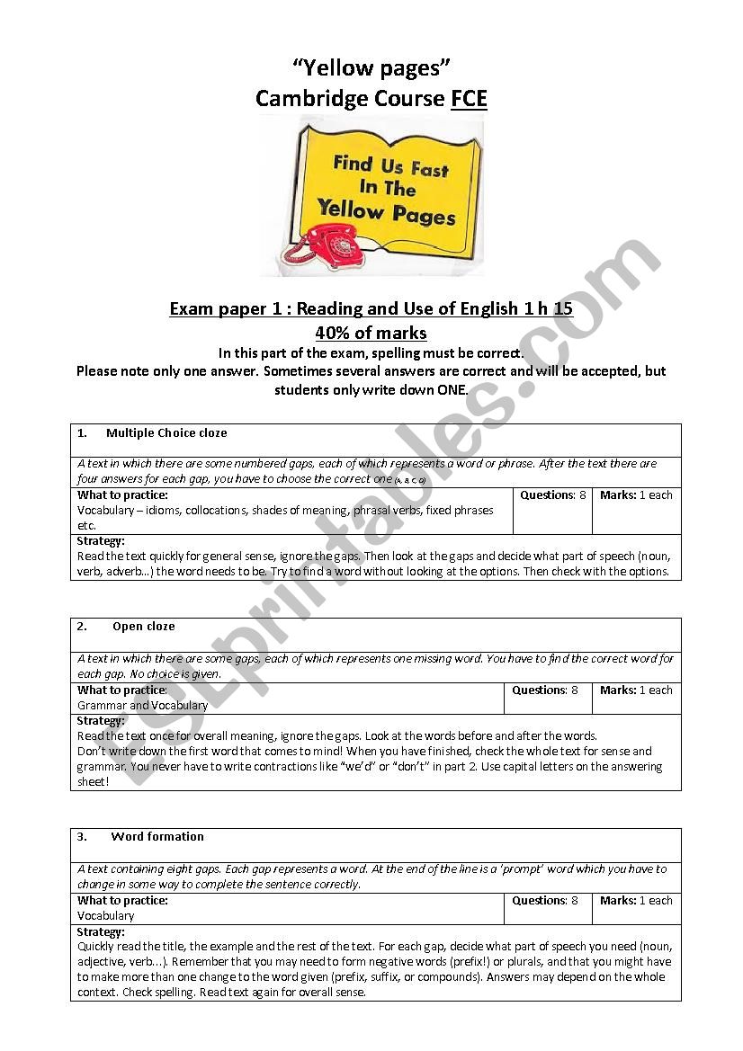 The new Cambridge FCE exam - an overview and preparation guide  (new exam since 2015)