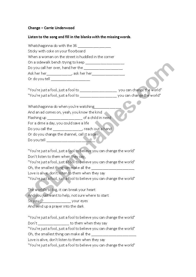 Song to talk about  people in need. how people help and deal with this topic.