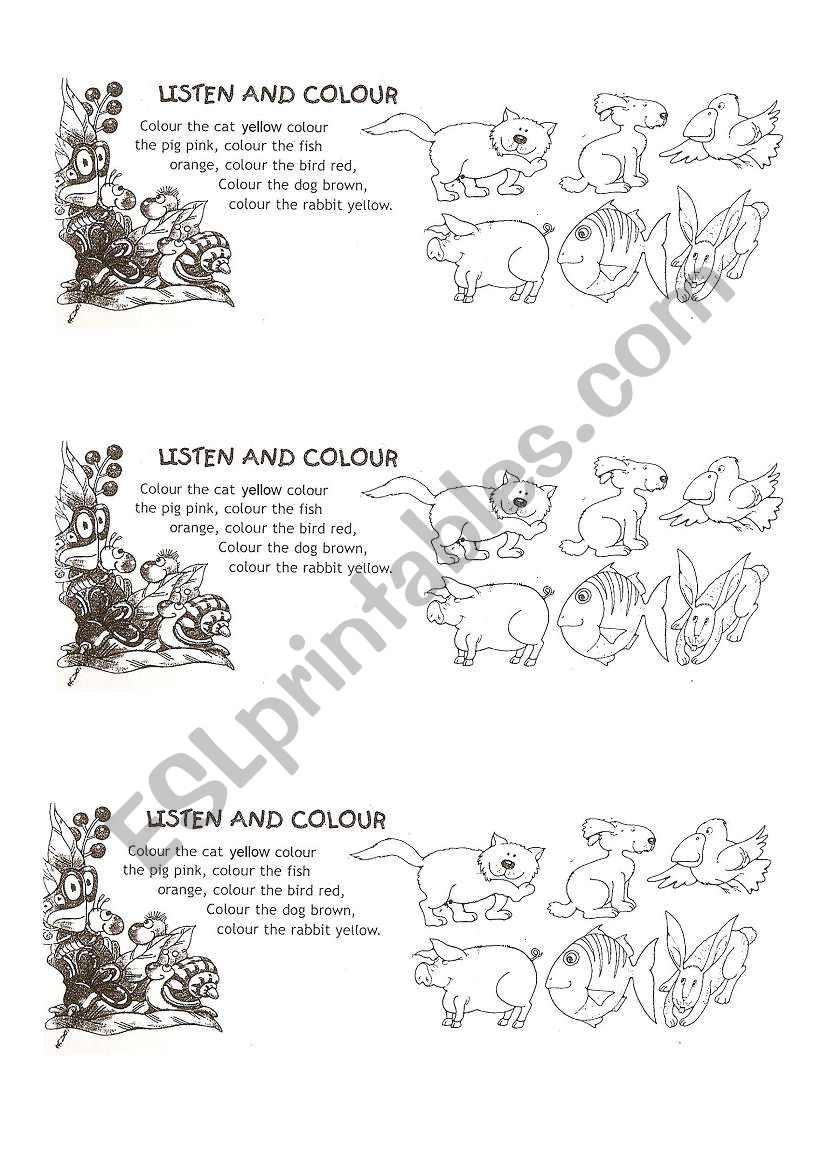 Colour the animals worksheet