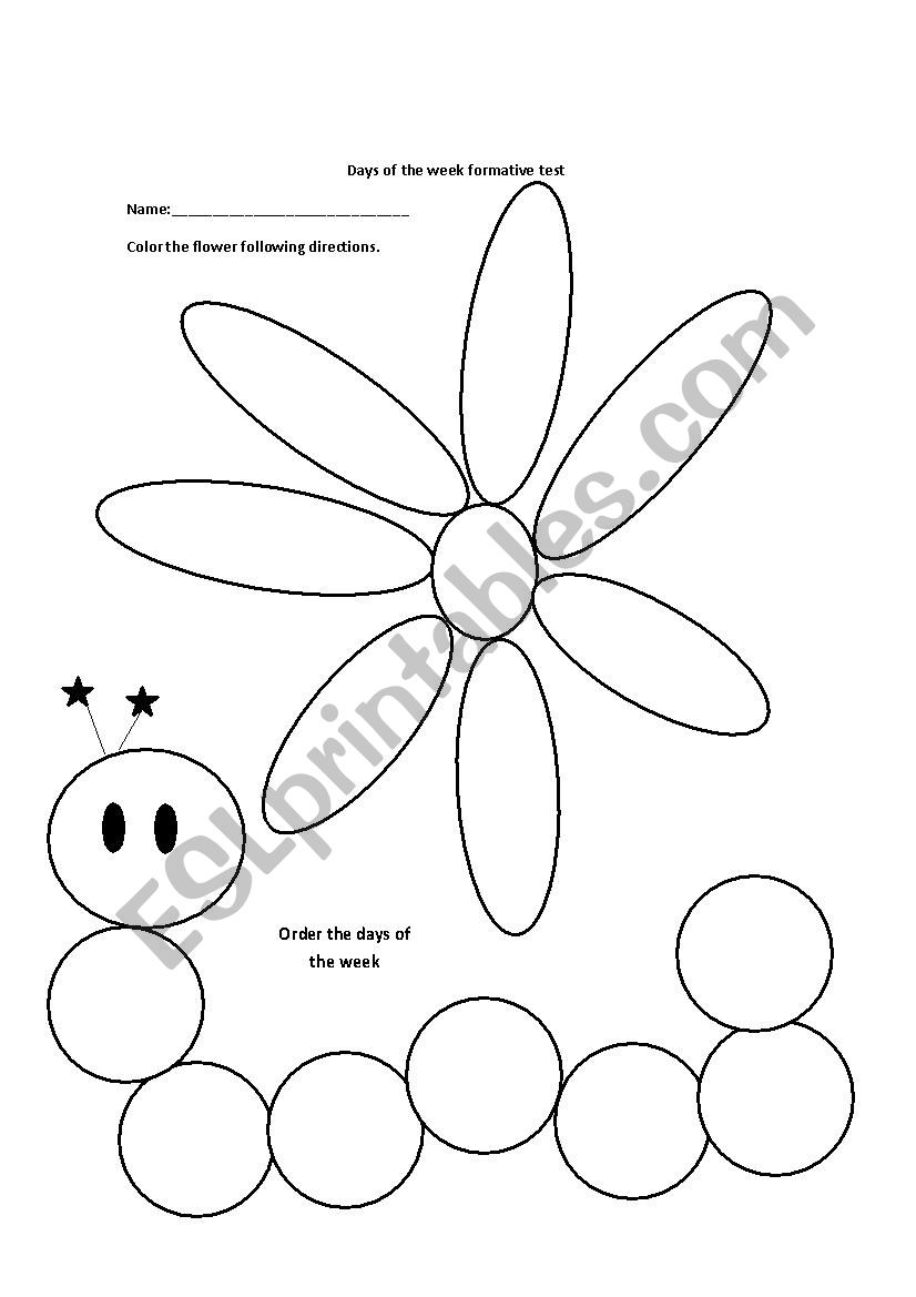 days of the week worksheet