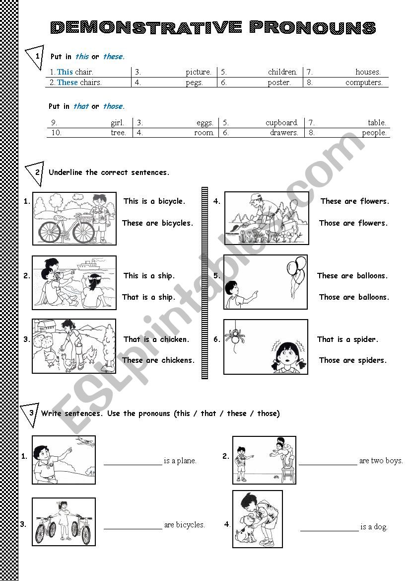 Demonstrative Pronouns worksheet