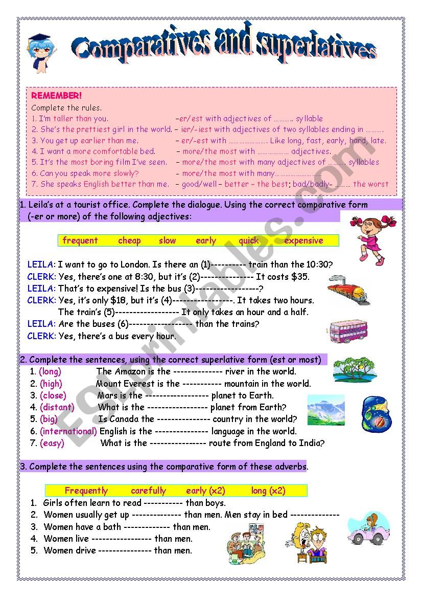 Comparatives and Superlatives worksheet