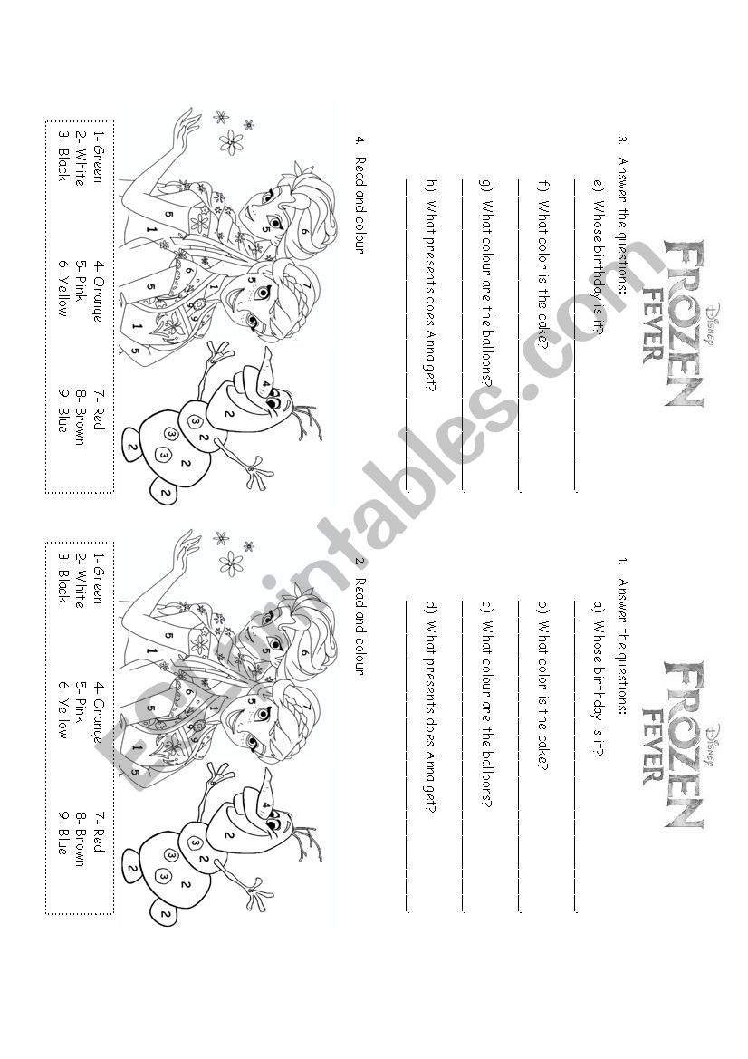 Frozen Fever worksheet