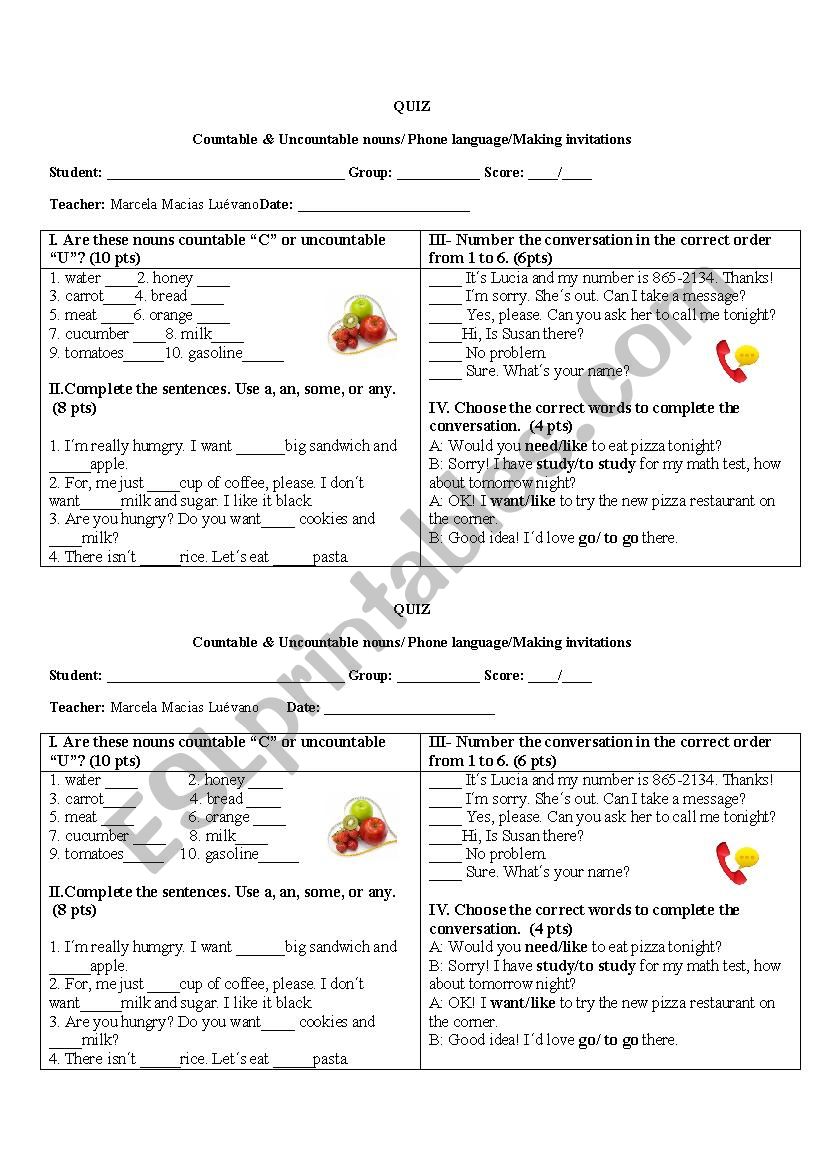 Countable and Uncountable Quiz