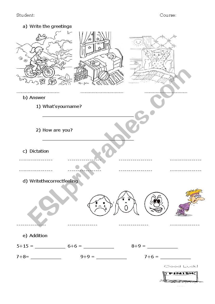 Greetings worksheet