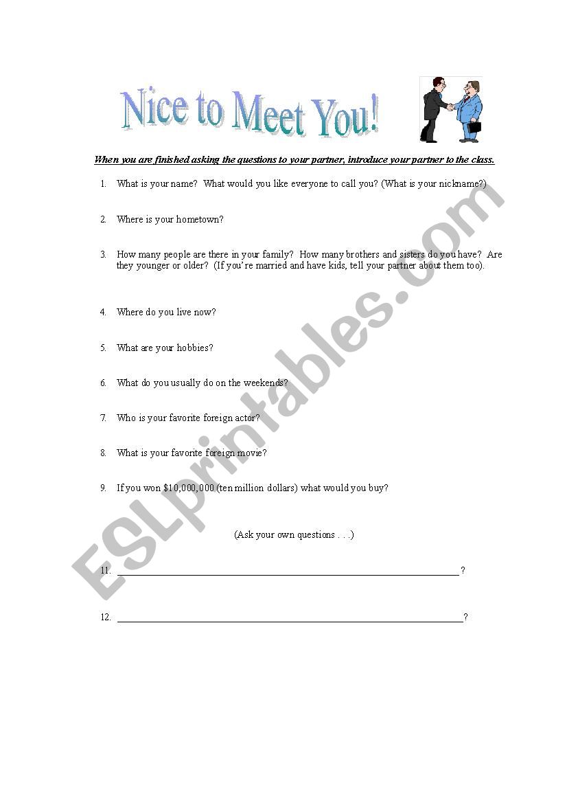 First day of class group questionnaire