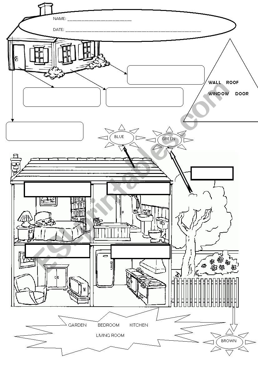 Parts of the house worksheet